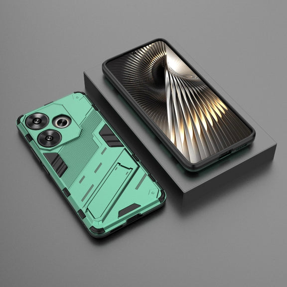 For Xiaomi Redmi Turbo 3 5G Punk Armor 2 in 1 PC + TPU Phone Case with Holder(Green)