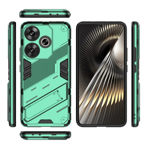 For Xiaomi Redmi Turbo 3 5G Punk Armor 2 in 1 PC + TPU Phone Case with Holder(Green)