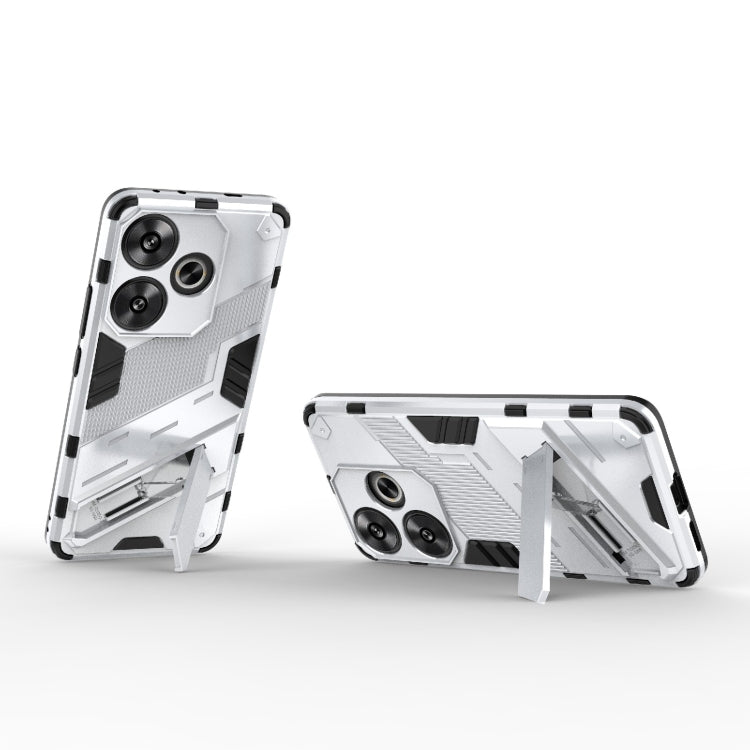 For Xiaomi Redmi Turbo 3 5G Punk Armor 2 in 1 PC + TPU Phone Case with Holder(White)
