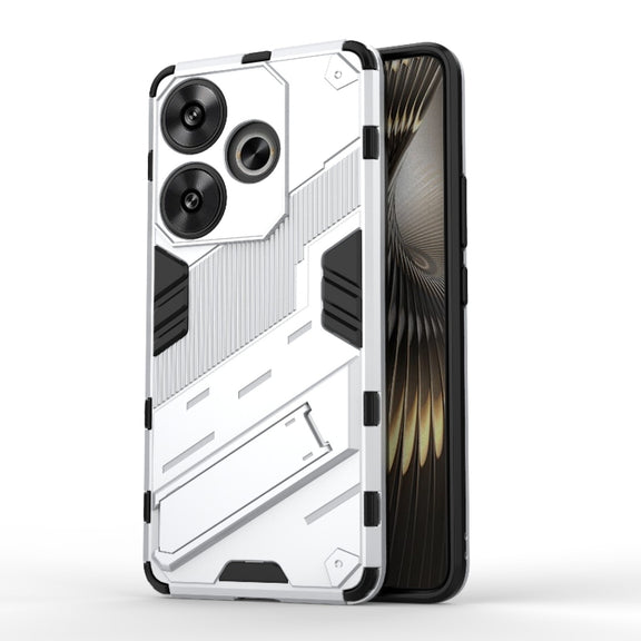 For Xiaomi Redmi Turbo 3 5G Punk Armor 2 in 1 PC + TPU Phone Case with Holder(White)
