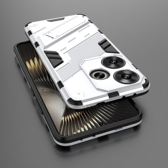 For Xiaomi Redmi Turbo 3 5G Punk Armor 2 in 1 PC + TPU Phone Case with Holder(White)
