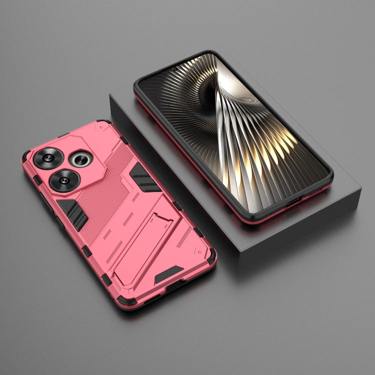 For Xiaomi Redmi Turbo 3 5G Punk Armor 2 in 1 PC + TPU Phone Case with Holder(Light Red)