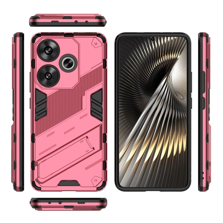 For Xiaomi Redmi Turbo 3 5G Punk Armor 2 in 1 PC + TPU Phone Case with Holder(Light Red)