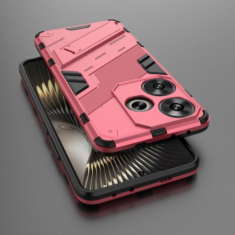 For Xiaomi Redmi Turbo 3 5G Punk Armor 2 in 1 PC + TPU Phone Case with Holder(Light Red)