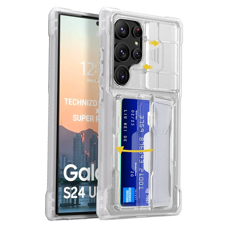 For Samsung Galaxy S24 Ultra 5G Full Coverage Phone Case with Holder / Card Slot(Transparent)