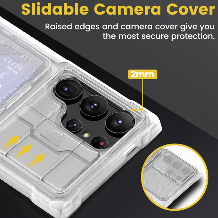 For Samsung Galaxy S24 Ultra 5G Full Coverage Phone Case with Holder / Card Slot(Transparent)