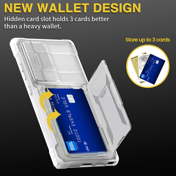 For Samsung Galaxy S24 Ultra 5G Full Coverage Phone Case with Holder / Card Slot(Transparent)