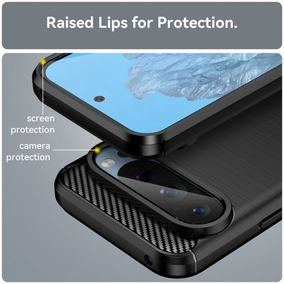 For Google Pixel 9 Pro 5G Carbon Fiber Brushed Texture TPU Phone Case(Black)