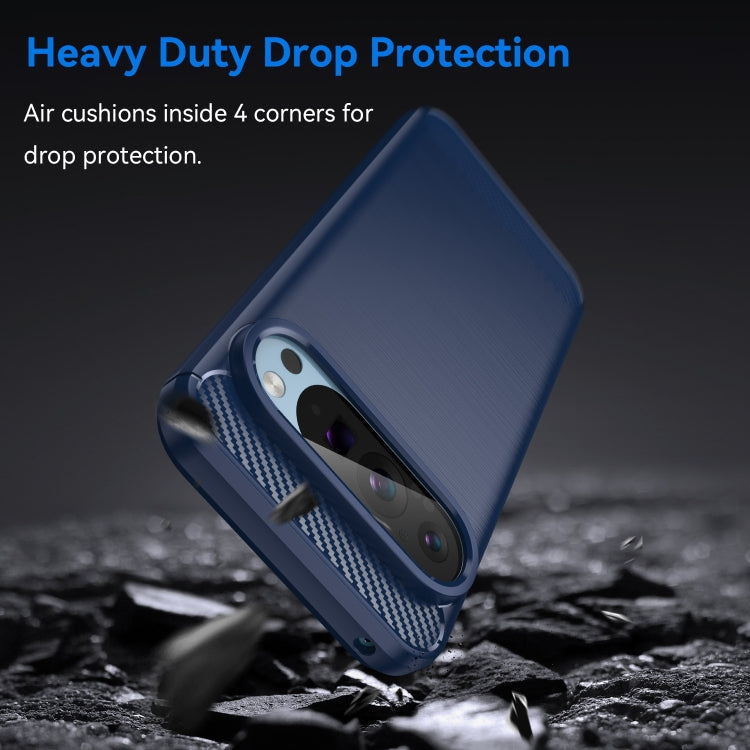 For Google Pixel 9 Carbon Fiber Brushed Texture TPU Phone Case(Blue)
