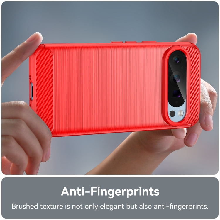 For Google Pixel 9 Carbon Fiber Brushed Texture TPU Phone Case(Red)
