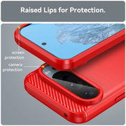 For Google Pixel 9 Carbon Fiber Brushed Texture TPU Phone Case(Red)