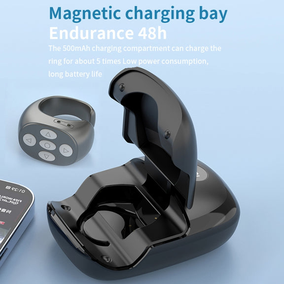 JX-06s Multifunctional Mobile Phone Smart Bluetooth Remote Control Ring with Charging Box(White)