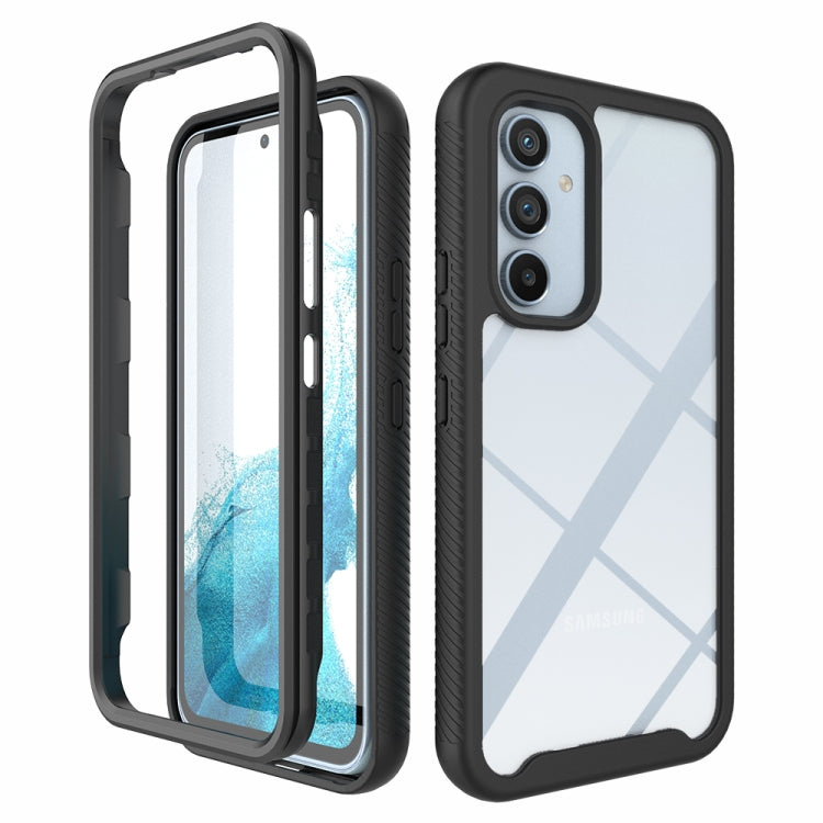 For Samsung Galaxy A54 5G Starry Sky Solid Color Shockproof TPU Clear PC Phone Case(Black)