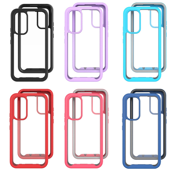For Samsung Galaxy A54 5G Starry Sky Solid Color Shockproof TPU Clear PC Phone Case(Black)