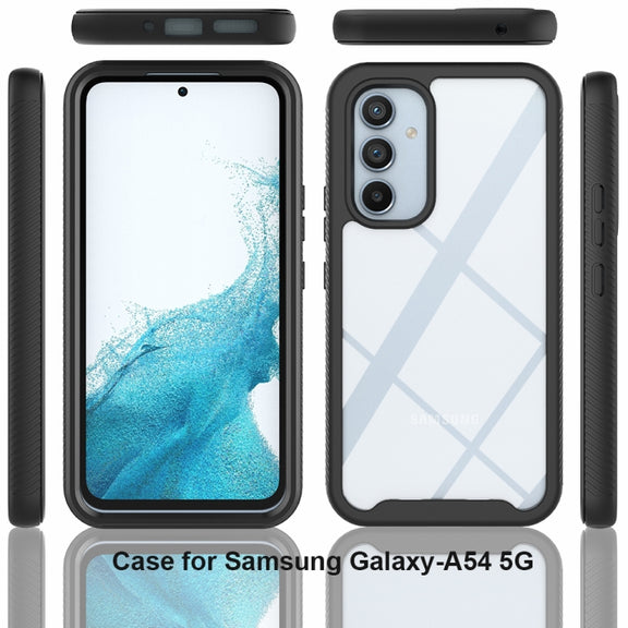 For Samsung Galaxy A54 5G Starry Sky Solid Color Shockproof TPU Clear PC Phone Case(Black)