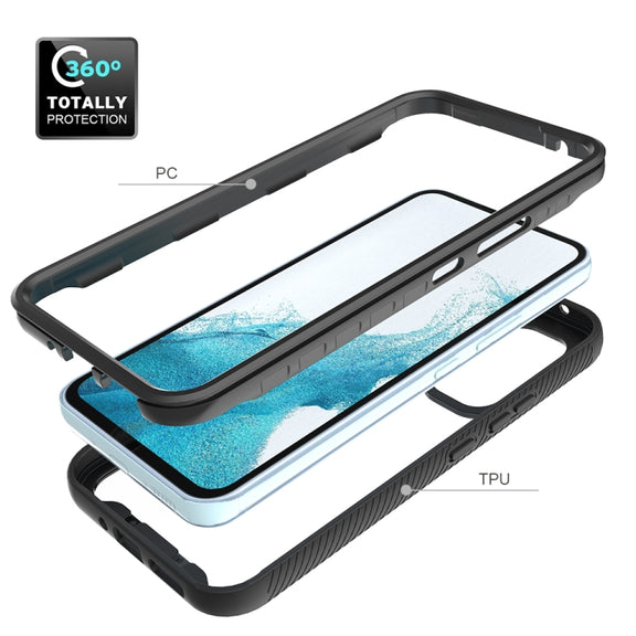 For Samsung Galaxy A54 5G Starry Sky Solid Color Shockproof TPU Clear PC Phone Case(Black)