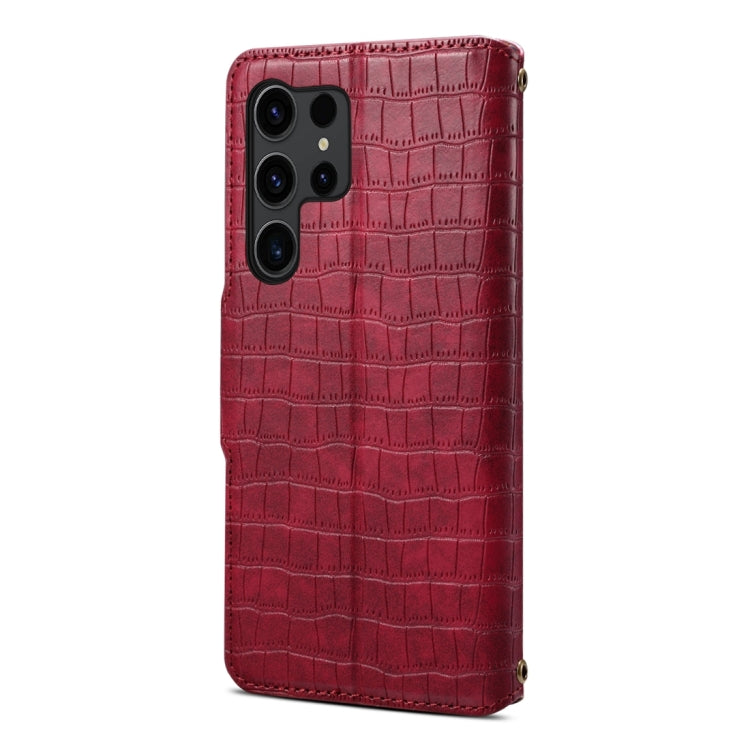 For Samsung Galaxy S24+ 5G Denior Crocodile Texture Oil Edge Leather Phone Case(Rose Red)