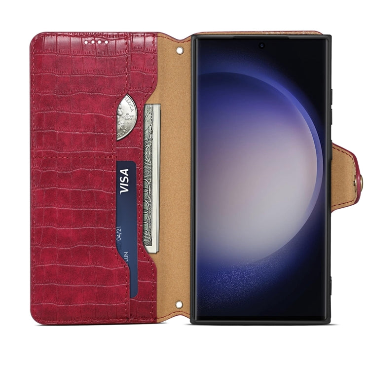 For Samsung Galaxy S24+ 5G Denior Crocodile Texture Oil Edge Leather Phone Case(Rose Red)