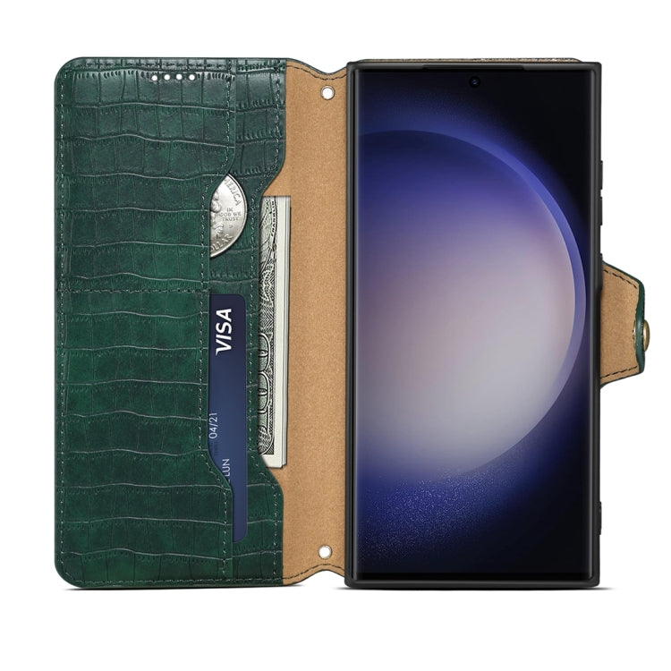 For Samsung Galaxy S24+ 5G Denior Crocodile Texture Oil Edge Leather Phone Case(Green)