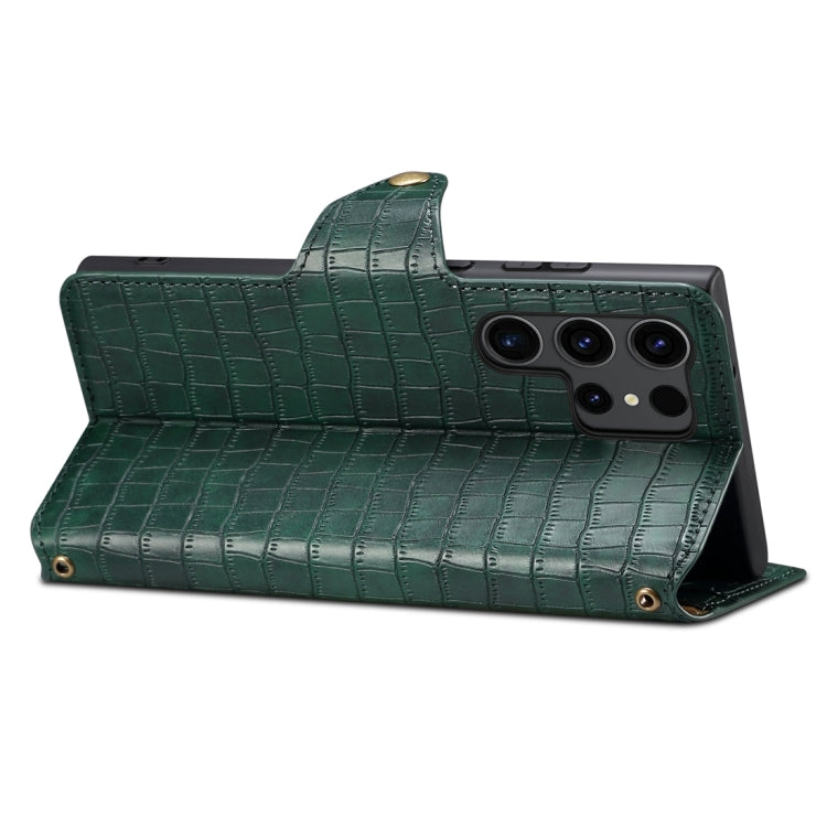 For Samsung Galaxy S24+ 5G Denior Crocodile Texture Oil Edge Leather Phone Case(Green)