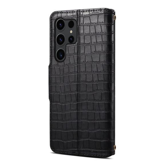 For Samsung Galaxy S24 5G Denior Crocodile Texture Oil Edge Leather Phone Case(Black)