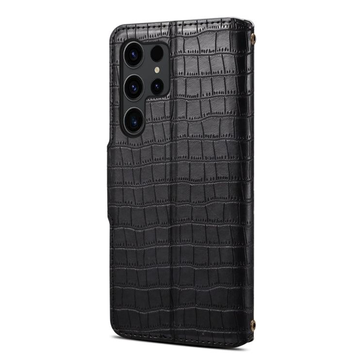 For Samsung Galaxy S24 5G Denior Crocodile Texture Oil Edge Leather Phone Case(Black)