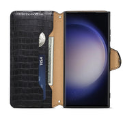 For Samsung Galaxy S24 5G Denior Crocodile Texture Oil Edge Leather Phone Case(Black)