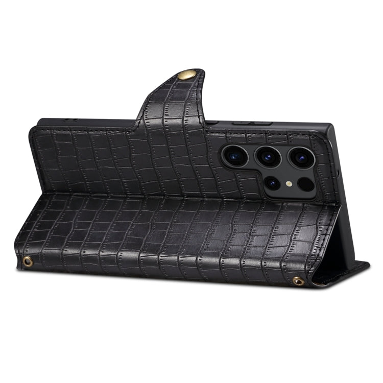 For Samsung Galaxy S24 5G Denior Crocodile Texture Oil Edge Leather Phone Case(Black)