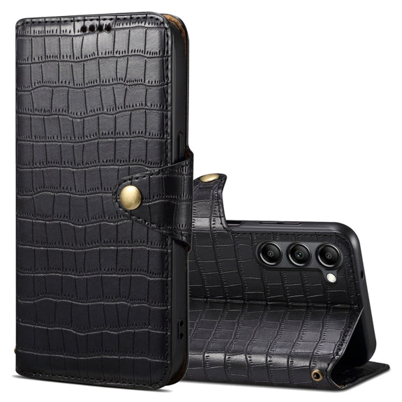 For Samsung Galaxy S24 5G Denior Crocodile Texture Oil Edge Leather Phone Case(Black)