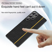 For Samsung Galaxy S25+ 5G Ultra-thin Carbon Fiber Texture Splicing Phone Case(Yellow)