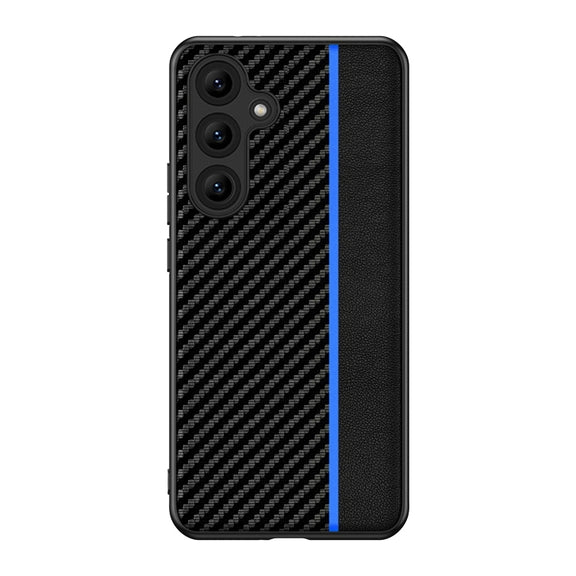 For Samsung Galaxy S25+ 5G Ultra-thin Carbon Fiber Texture Splicing Phone Case(Blue)