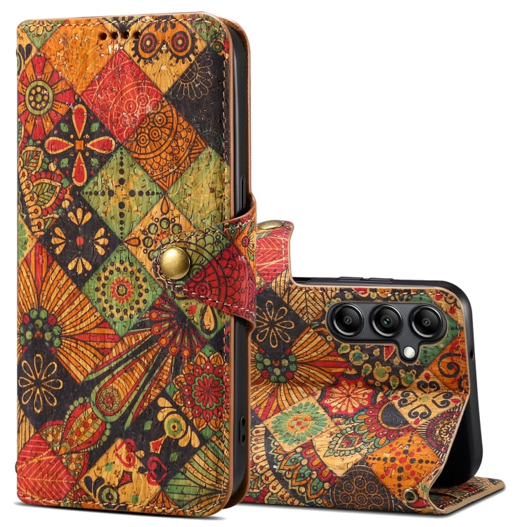 For Samsung Galaxy A24 5G Denior Flower Language Series Cork Fabric Oil Edge Leather Phone Case(Autumn)