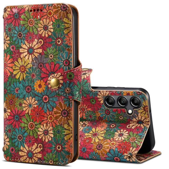 For Samsung Galaxy S24+ 5G Denior Flower Language Series Cork Fabric Oil Edge Leather Phone Case(Spring)
