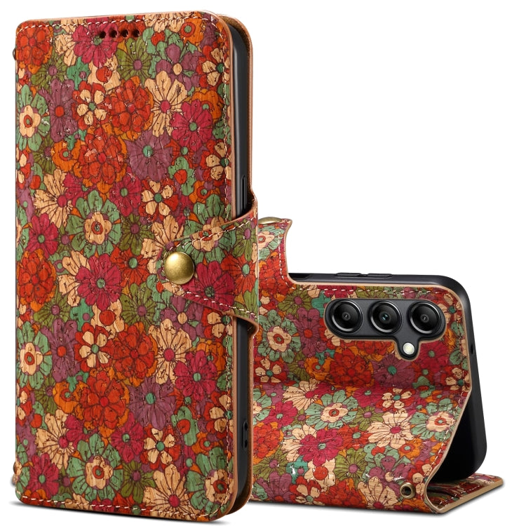 For Samsung Galaxy S24+ 5G Denior Flower Language Series Cork Fabric Oil Edge Leather Phone Case(Summer)