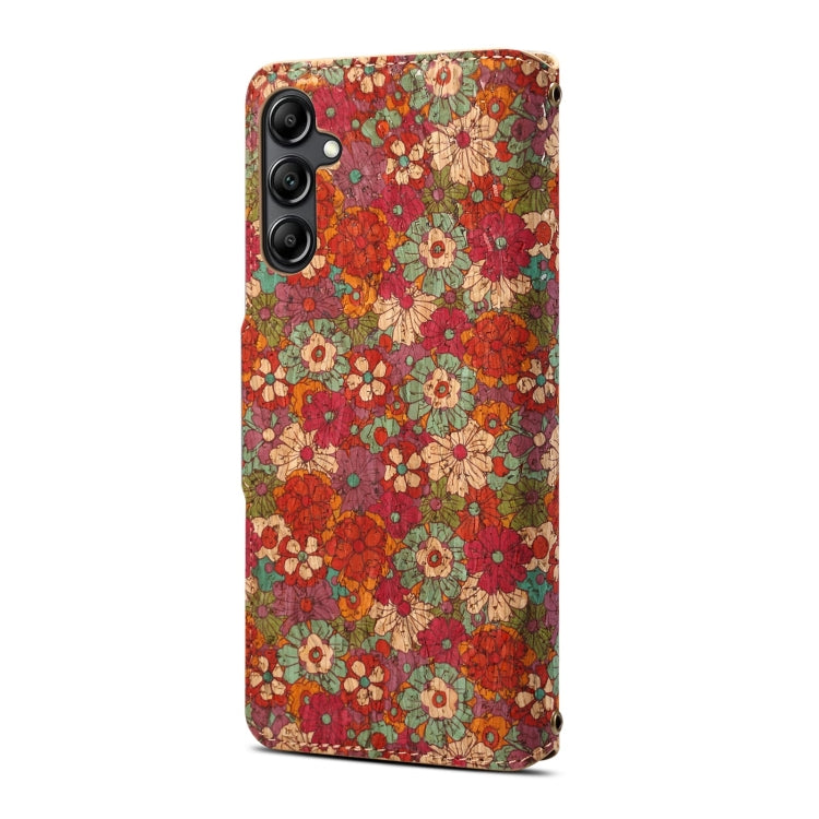 For Samsung Galaxy S24+ 5G Denior Flower Language Series Cork Fabric Oil Edge Leather Phone Case(Summer)