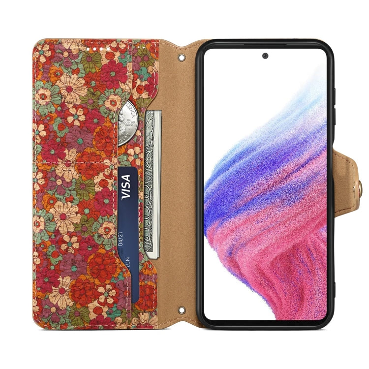 For Samsung Galaxy S24+ 5G Denior Flower Language Series Cork Fabric Oil Edge Leather Phone Case(Summer)