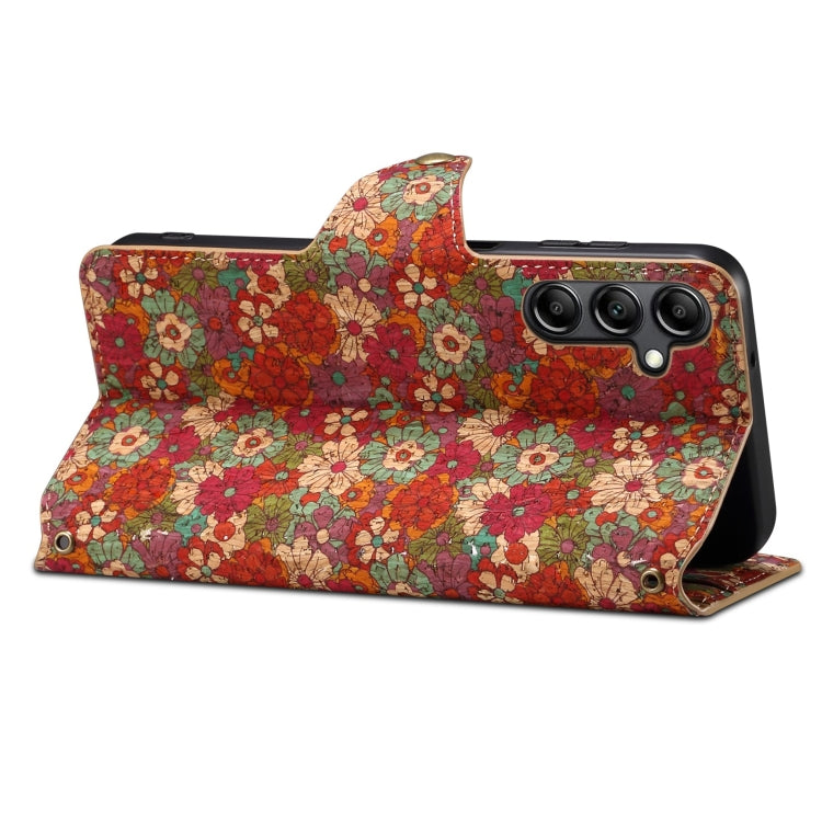 For Samsung Galaxy S24+ 5G Denior Flower Language Series Cork Fabric Oil Edge Leather Phone Case(Summer)