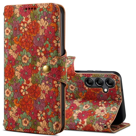 For Samsung Galaxy S24+ 5G Denior Flower Language Series Cork Fabric Oil Edge Leather Phone Case(Summer)