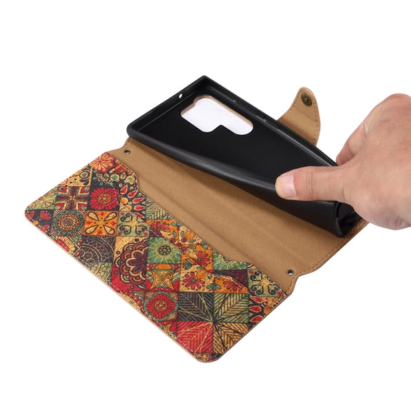 For Samsung Galaxy S24 Ultra 5G Denior Flower Language Series Cork Fabric Oil Edge Leather Phone Case(Summer)