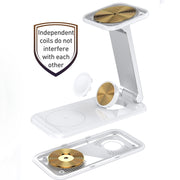 S16 15W 3 in 1 Foldable Wireless Fast Charging Phone Holder(White)