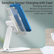S16 15W 3 in 1 Foldable Wireless Fast Charging Phone Holder(White)