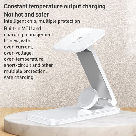 S16 15W 3 in 1 Foldable Wireless Fast Charging Phone Holder(White)