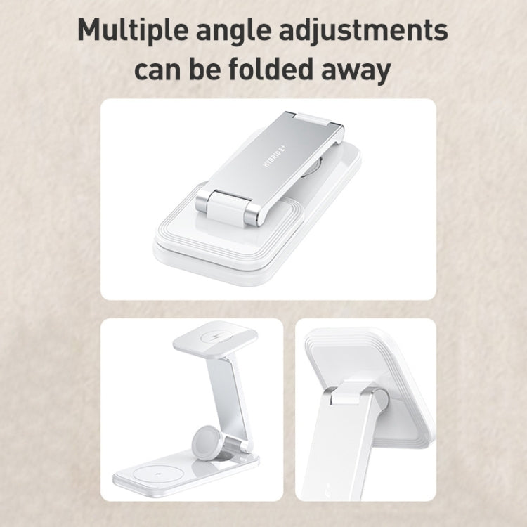 S16 15W 3 in 1 Foldable Wireless Fast Charging Phone Holder(White)
