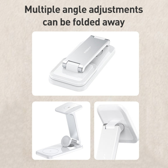 S16 15W 3 in 1 Foldable Wireless Fast Charging Phone Holder(White)