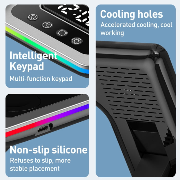 A93 15W 5 in 1 Multifunctional Foldable Wireless Charger Desktop Phone Stand(Black)