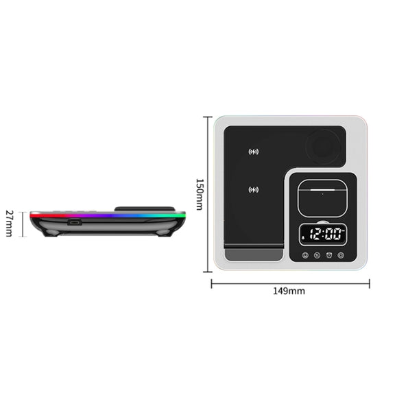 A93 15W 5 in 1 Multifunctional Foldable Wireless Charger Desktop Phone Stand(Black)