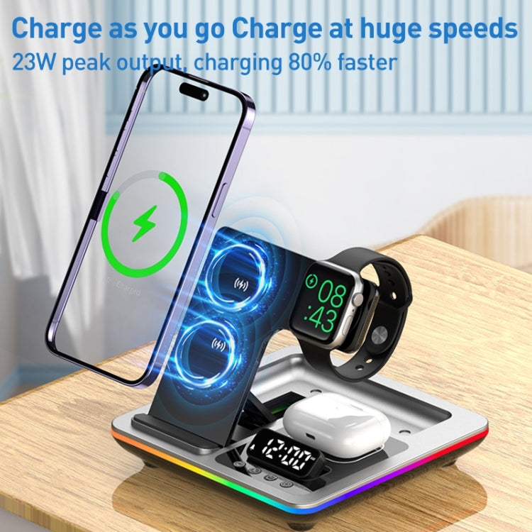 A93 15W 5 in 1 Multifunctional Foldable Wireless Charger Desktop Phone Stand(Black)
