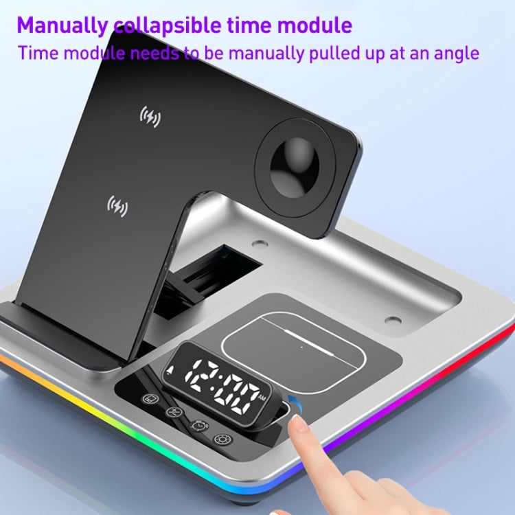 A93 15W 5 in 1 Multifunctional Foldable Wireless Charger Desktop Phone Stand(Black)
