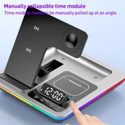 A93 15W 5 in 1 Multifunctional Foldable Wireless Charger Desktop Phone Stand(Black)