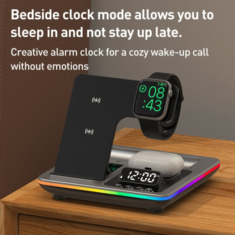 A93 15W 5 in 1 Multifunctional Foldable Wireless Charger Desktop Phone Stand(Silver)